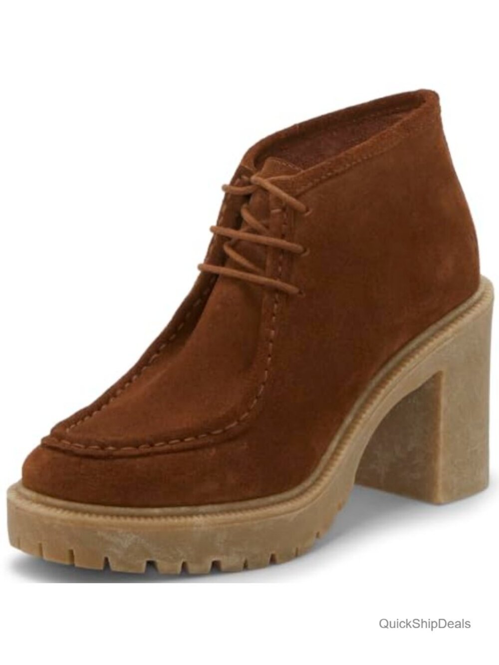 Lucky Brand Hollia Lace-up Bootie Suede Ankle Boot Block Heel Women's Shoes